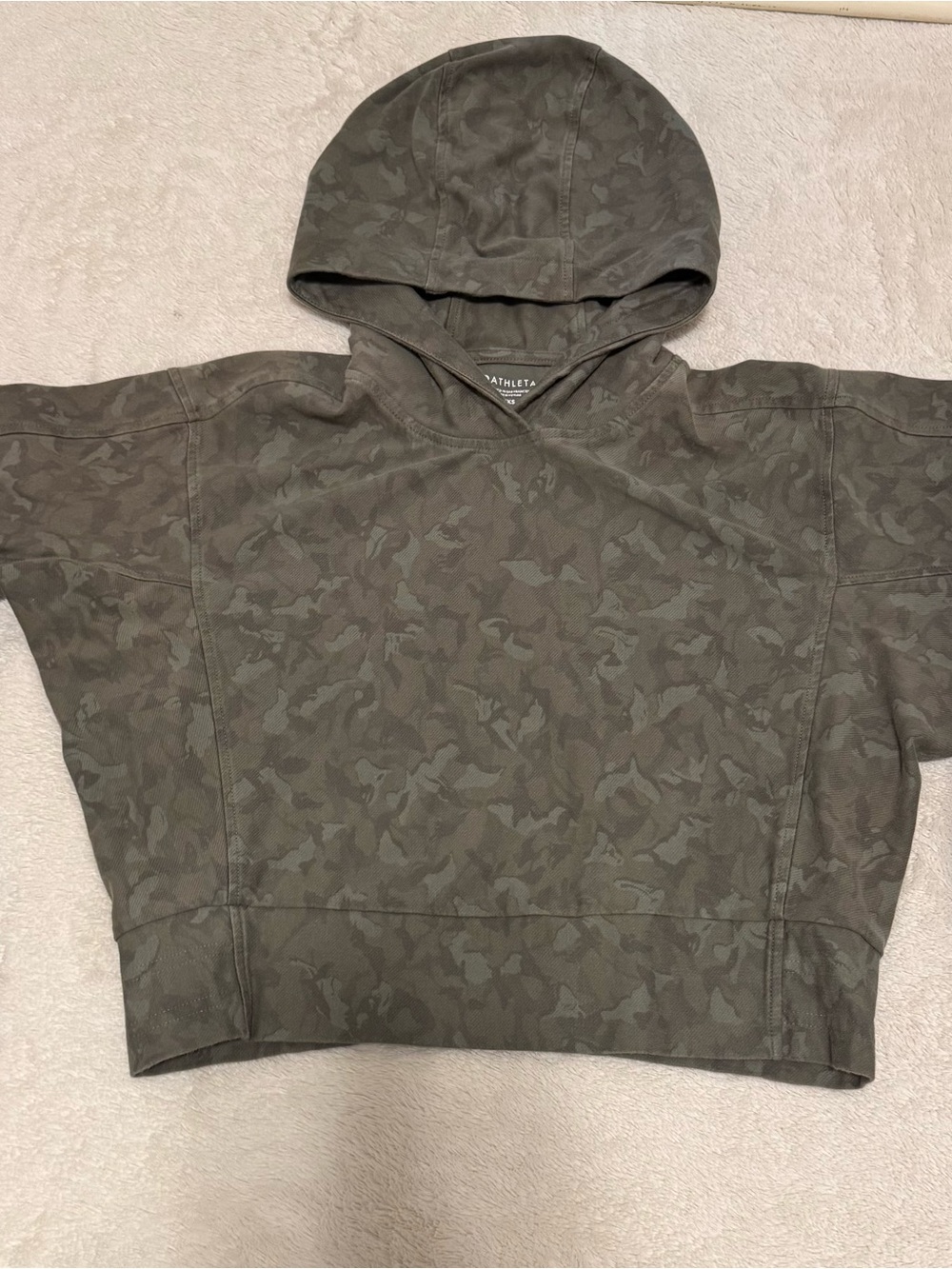 Athleta Olive Green Camo Cropped Hoodie